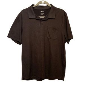 Van Heusen Mens Sz L Black  Striped Short Sleeve Polo Shirt
